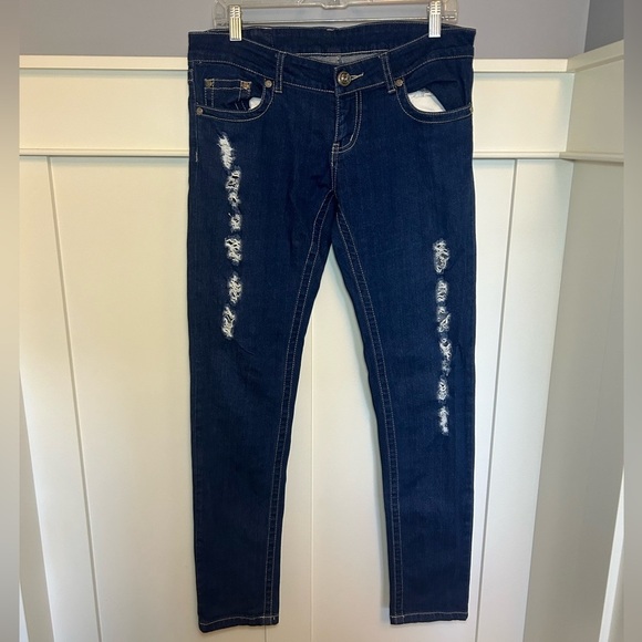 Ed Hardy tiger embroidered distressed jeans - Picture 2 of 10